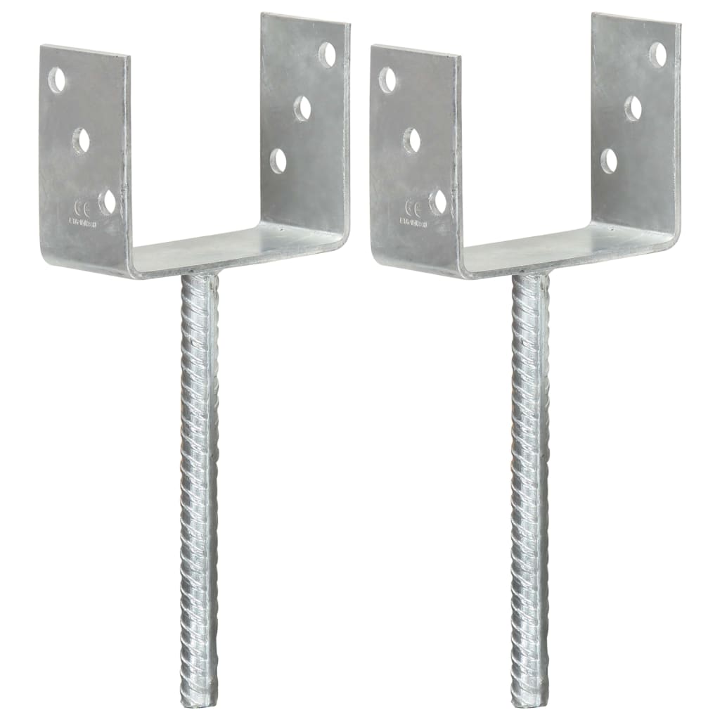 Fence Anchors 2 pcs Silver 12x6x30 cm Galvanised Steel