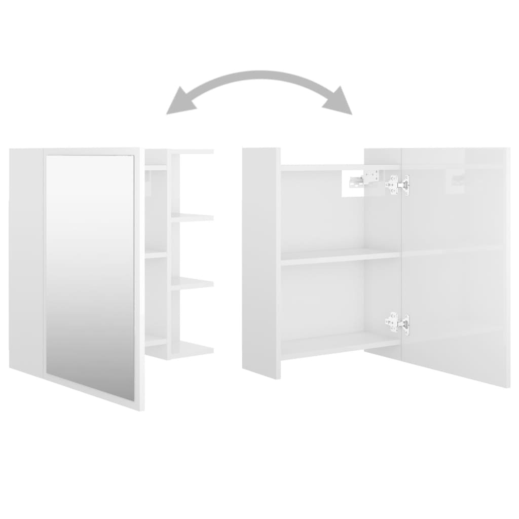 Bathroom Mirror Cabinet High Gloss White 62.5x20.5x64 cm Engineered Wood