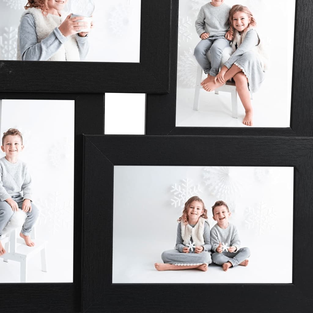 Collage Photo Frame for 4x(13x18 cm) Picture Black MDF