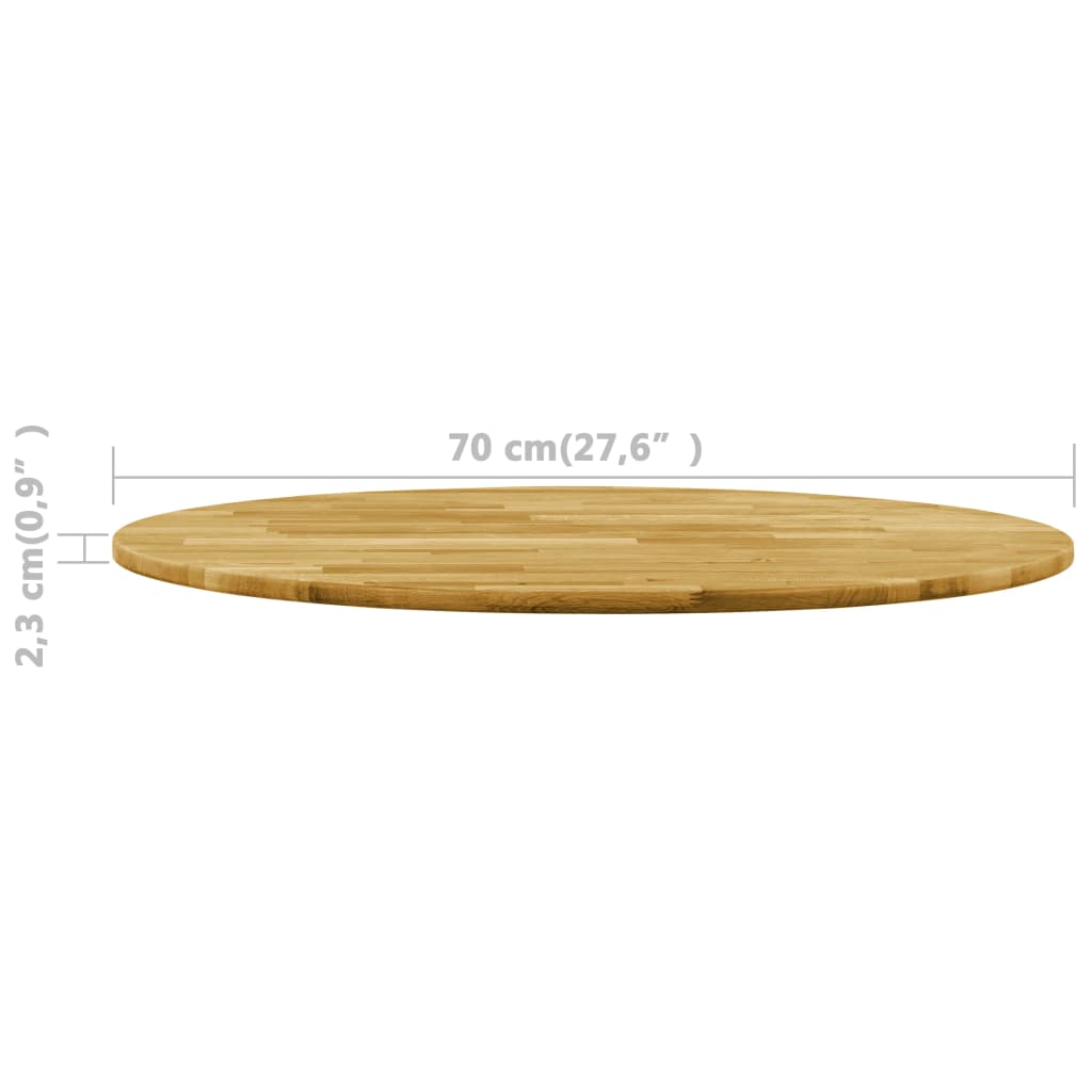 Tischplatte Eichenholz Massiv Rund 23 mm 700 mm 