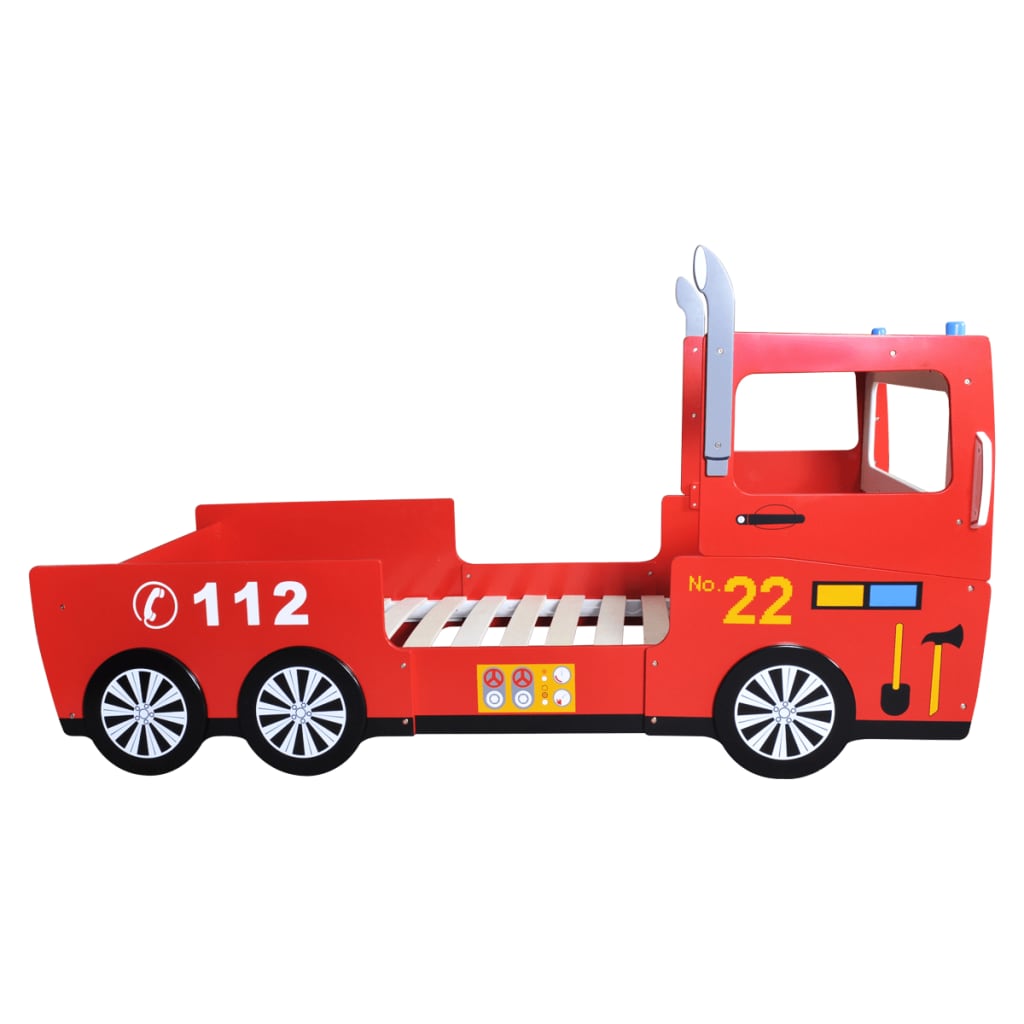 Lit d'Enfant Camion de Pompier 200 x 90 cm avec matelas
