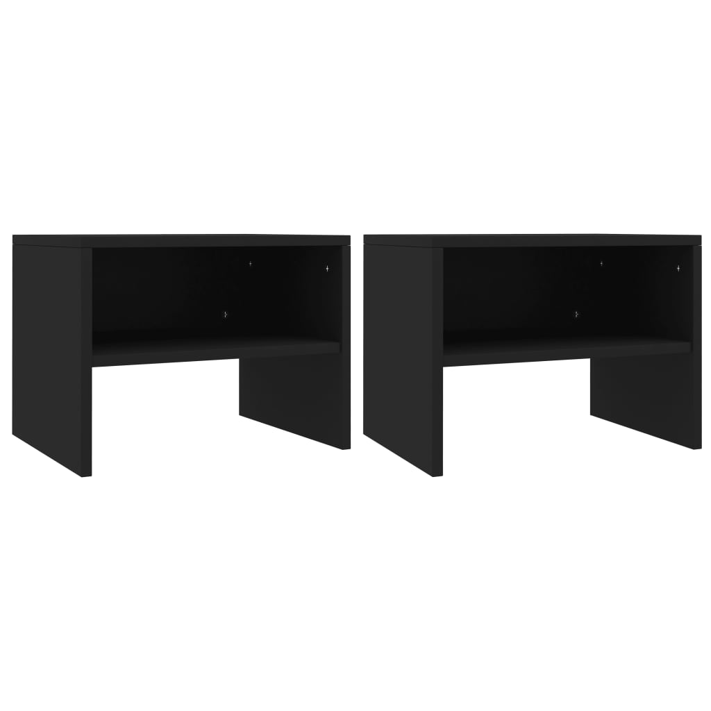 2 pcs Tables de chevet Noir 40 x 30 x 30 cm Aggloméré 