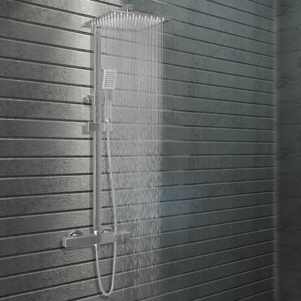 Dual Head Shower Set with Thermostat Stainless Steel