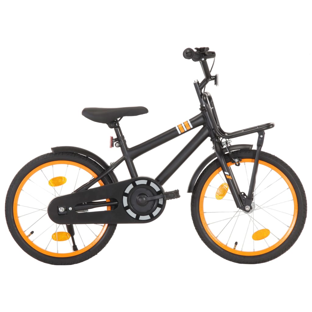 Kids Bike with Front Carrier 18 inch Black and Orange