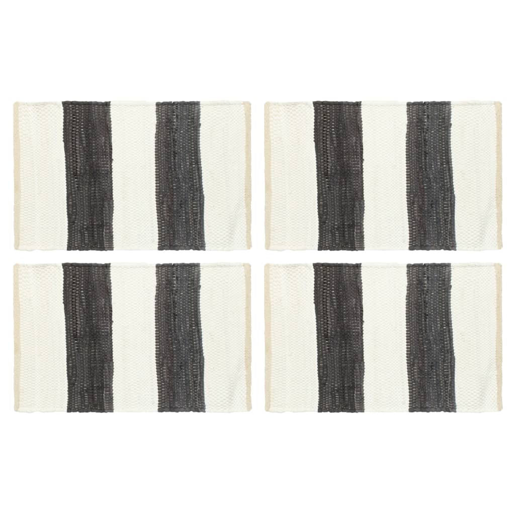 Placemats 4 pcs Chindi Stripe Anthracite and White 30x45 cm