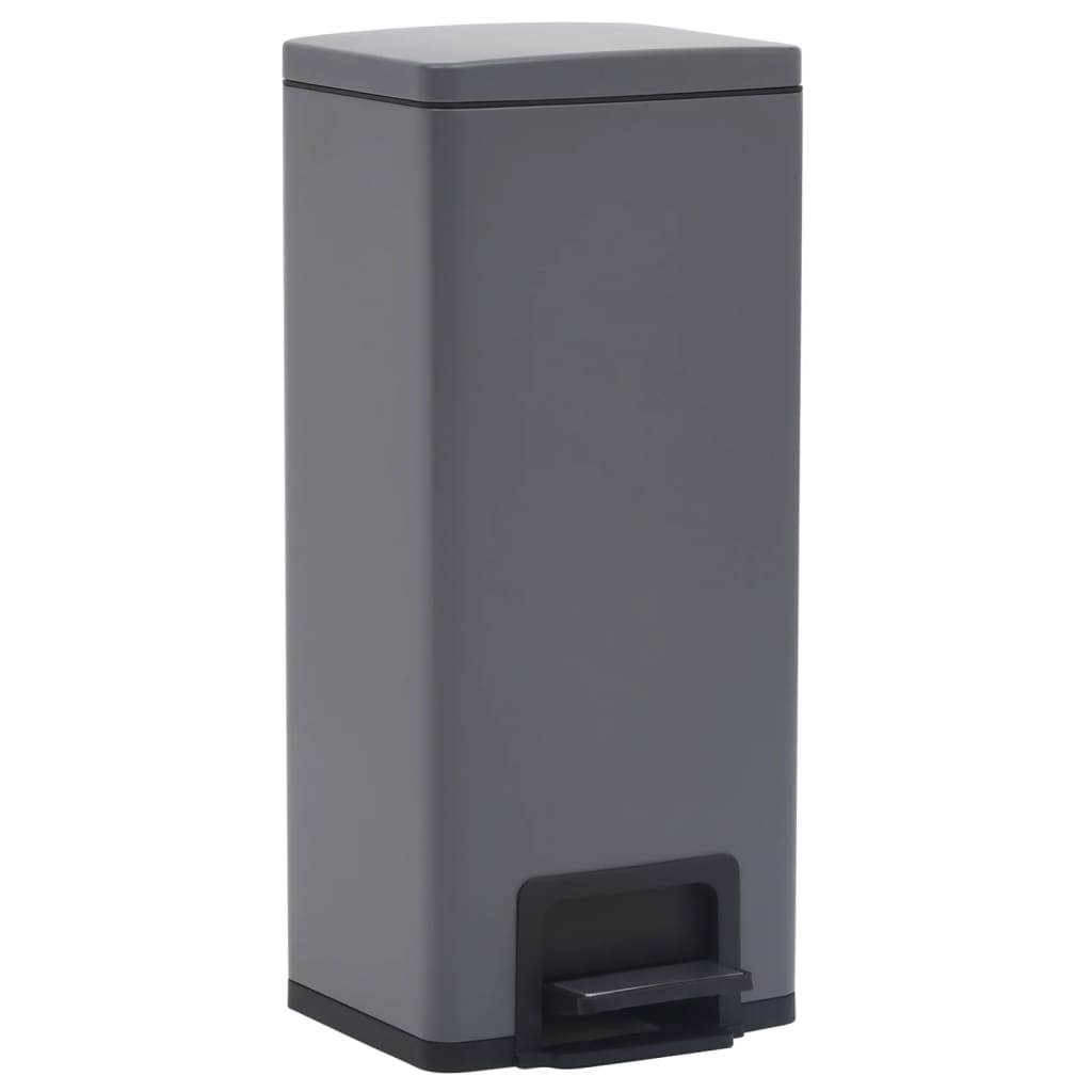 Dustbin with Pedal Anti-fingerprint 30L Grey Stainless Steel