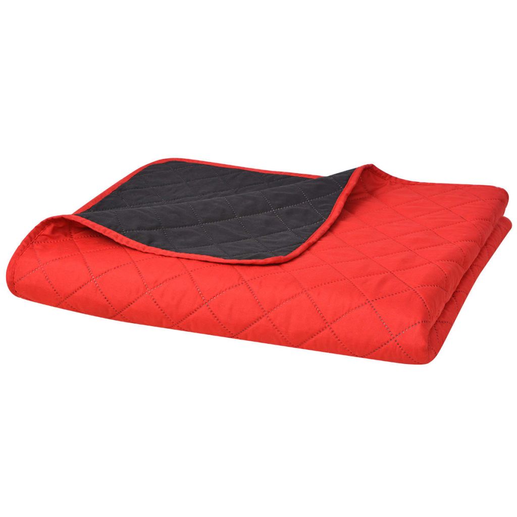 131554 Double-sided Quilted Bedspread Red and Black 230x260 cm
