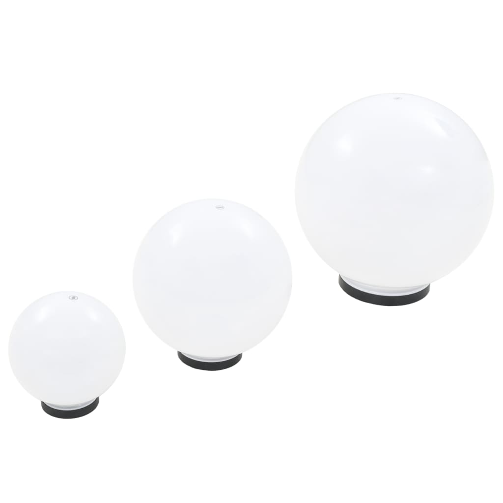 6 Piece LED Bowl Lamp Set Spherical 20/30/40 cm PMMA