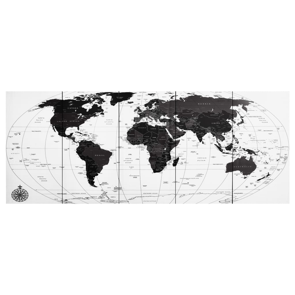 Leinwandbild-Set Weltkarte Weiss 150 x 60 cm