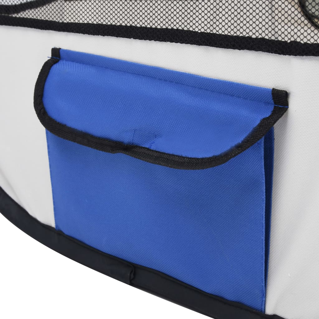 Foldable Dog Playpen with Carrying Bag Blue 110x110x58 cm