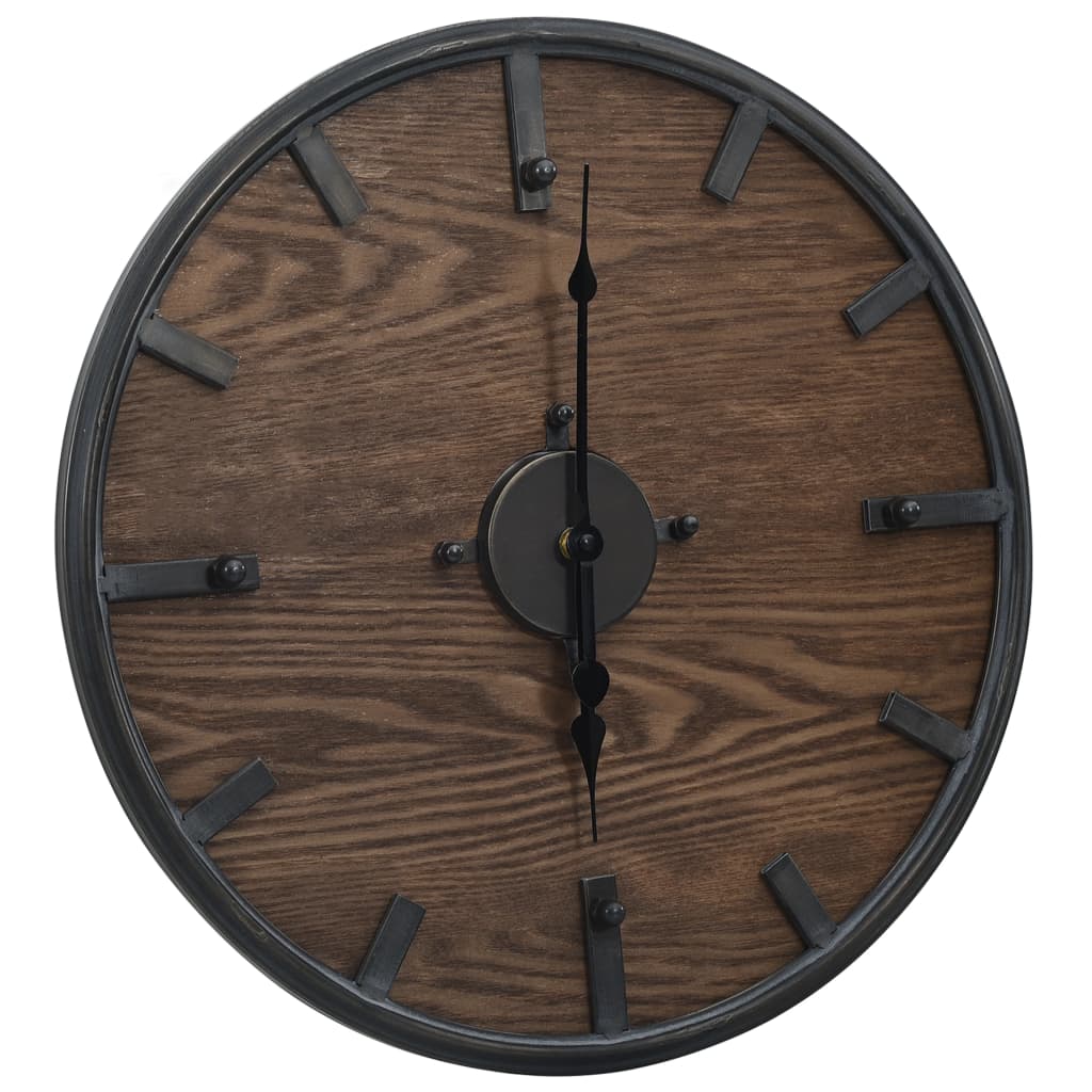 Wall Clock Brown and Black 45 cm Iron and MDF