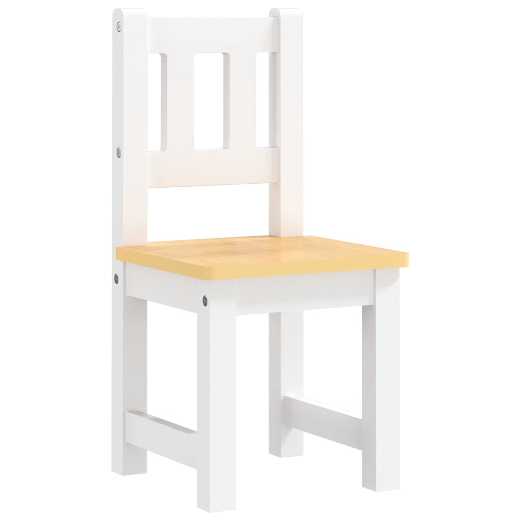 3 Piece Children Table and Chair Set White and Beige MDF