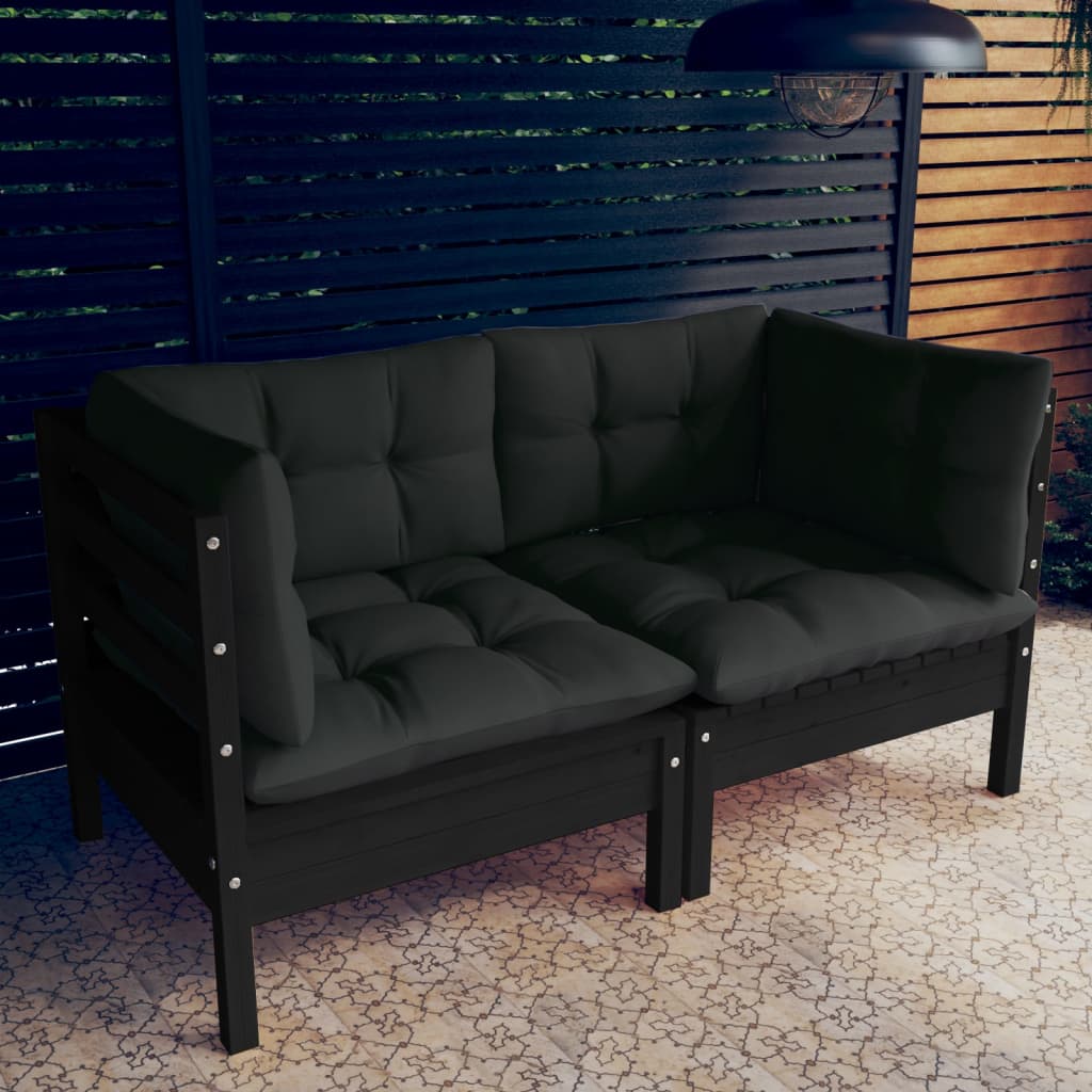 2-Seater Garden Sofa with Anthracite Cushions Solid Pinewood