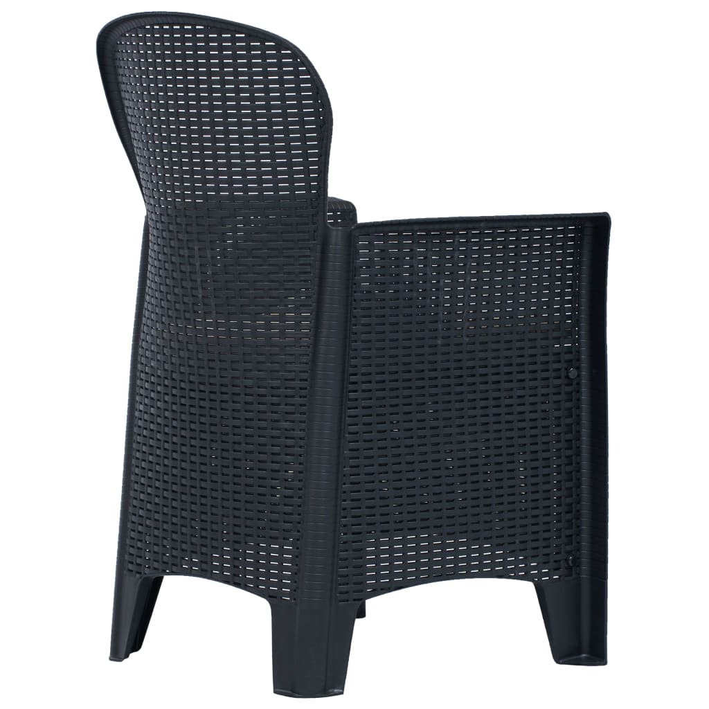 45599 Garden Chairs 2 pcs with Cushion Anthracite Plastic Rattan Look