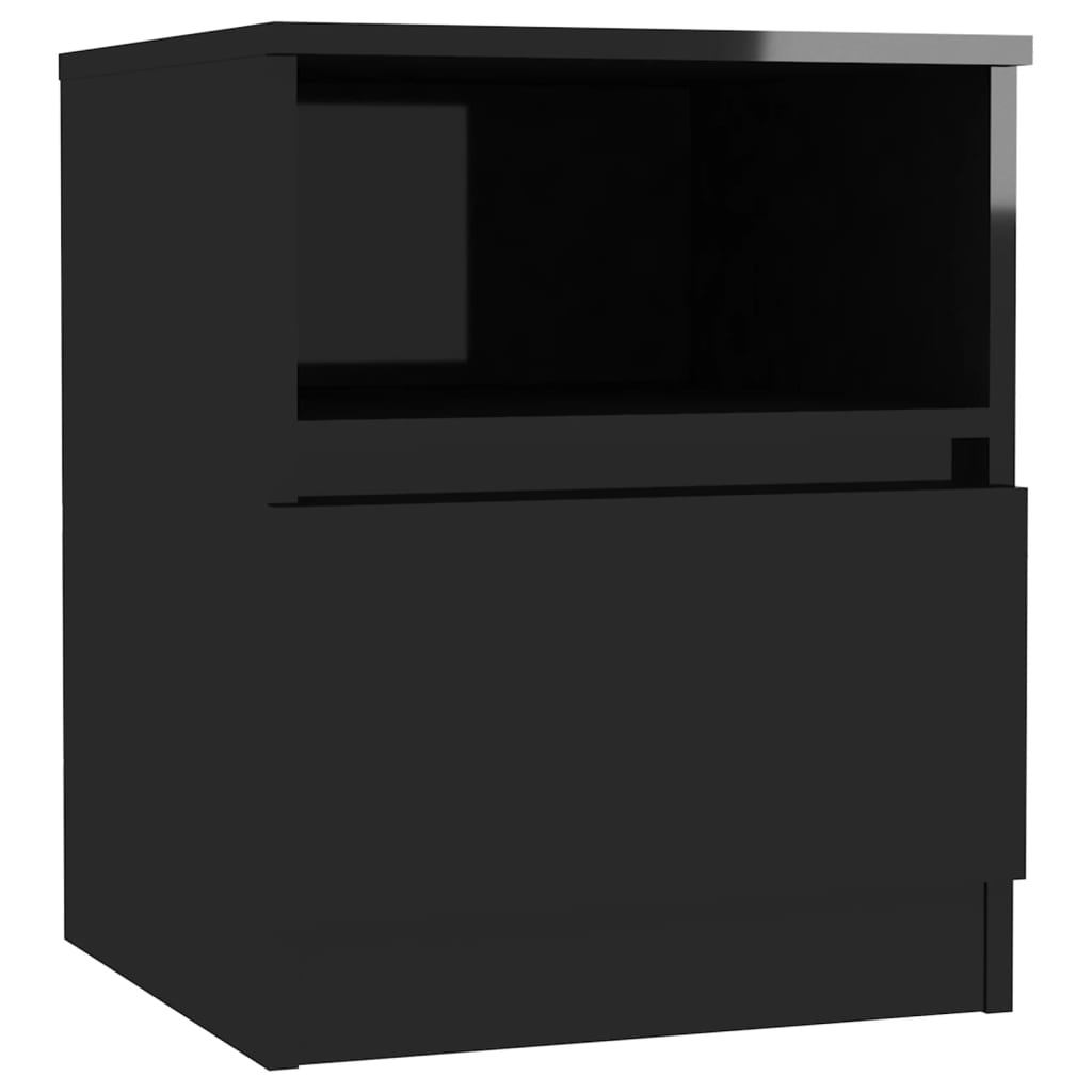 Bed Cabinet High Gloss Black 40x40x50 cm Chipboard