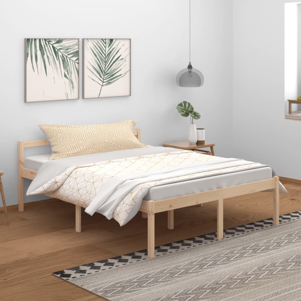 Bed Frame 150x200 cm King Size Solid Wood Pine