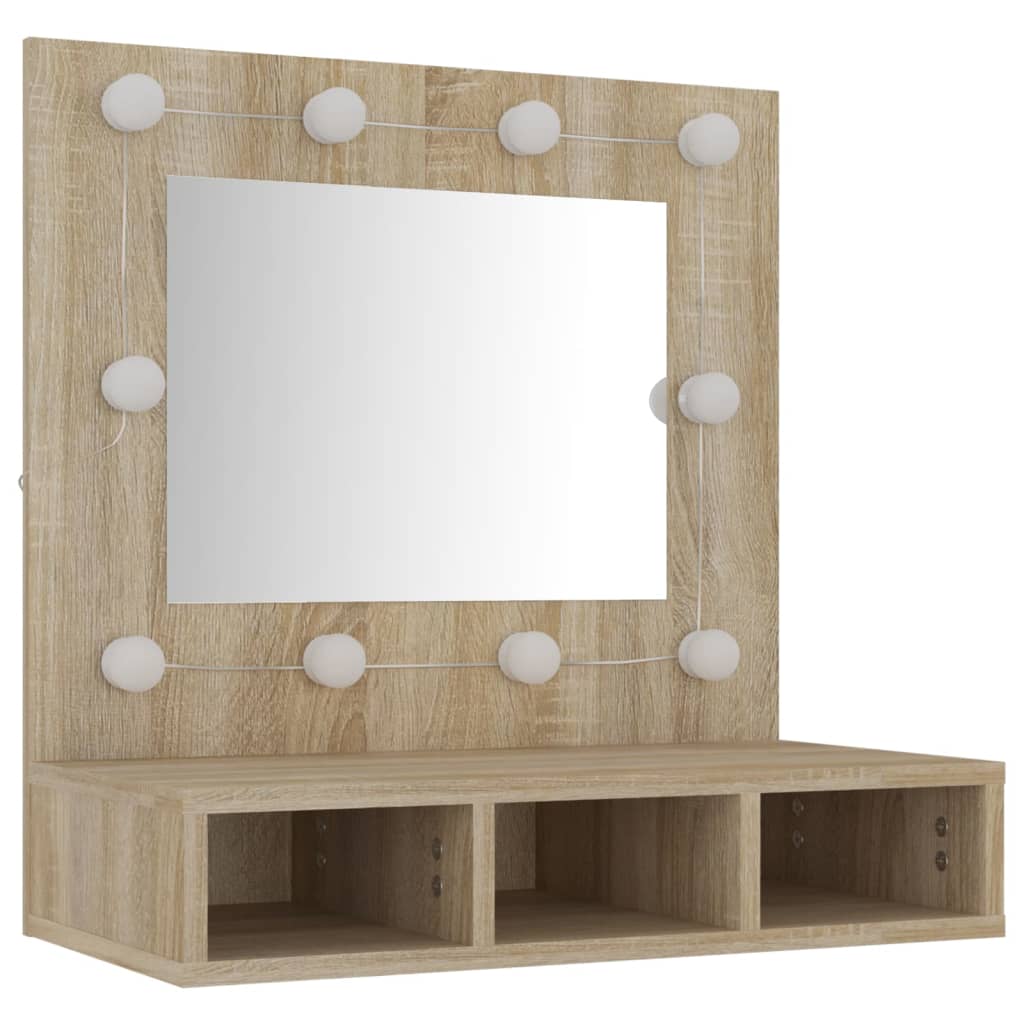 Armoire de miroir avec LED Chêne sonoma 60x31,5x62 cm