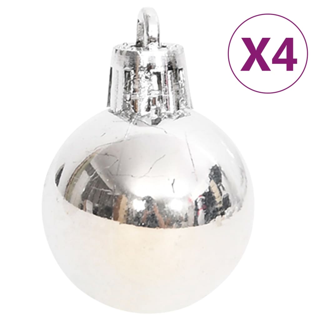 70 Piece Christmas Bauble Set Silver and White