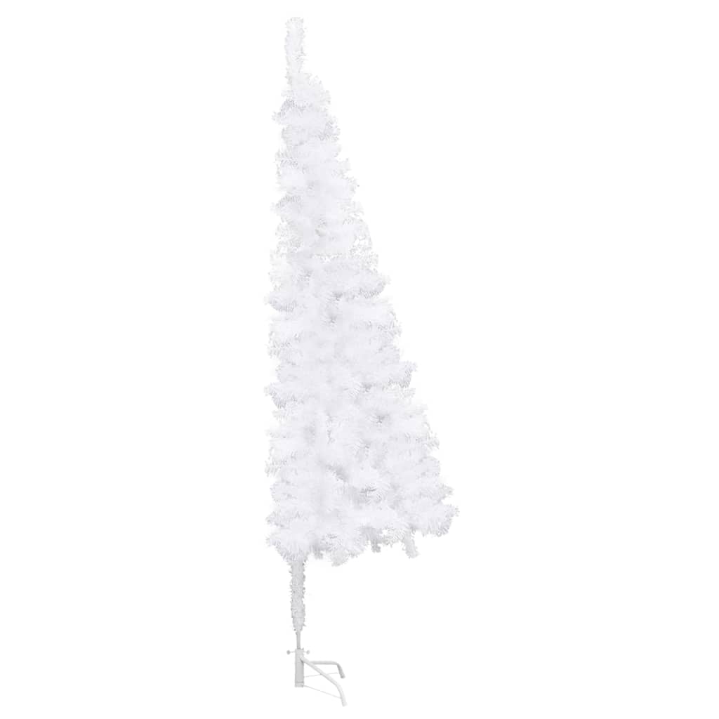 Künstlicher Eck-Weihnachtsbaum LEDs & Kugeln Weiss 120 cm PVC 