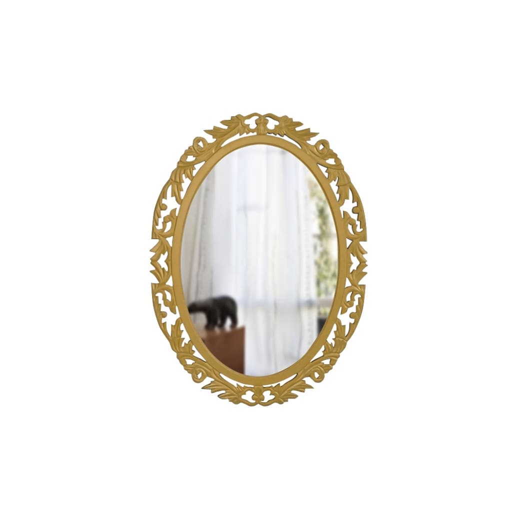 Beveled Wall Mirror with Gold Wood Frame