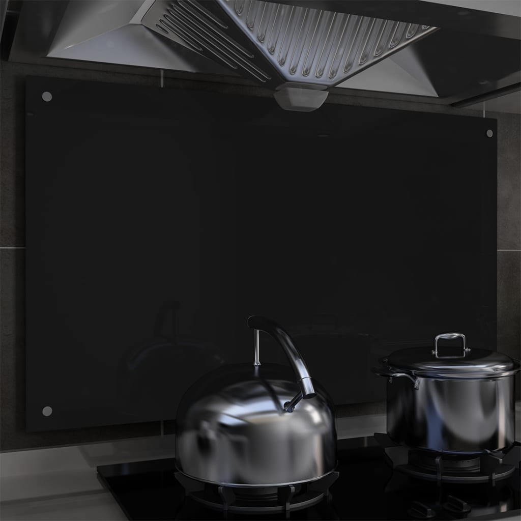 Küchenrückwand Schwarz 100x60 cm Hartglas