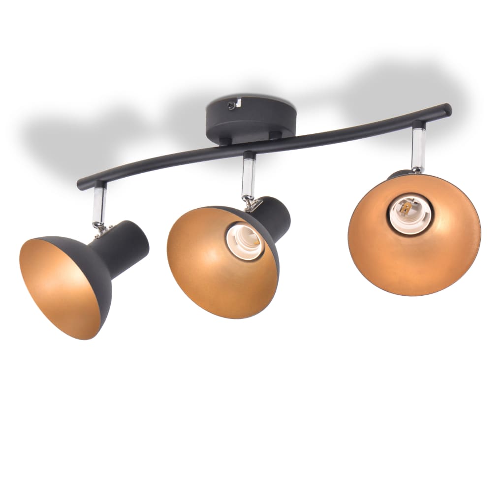 Ceiling Lamp for 3 Bulbs E27 Black and Gold