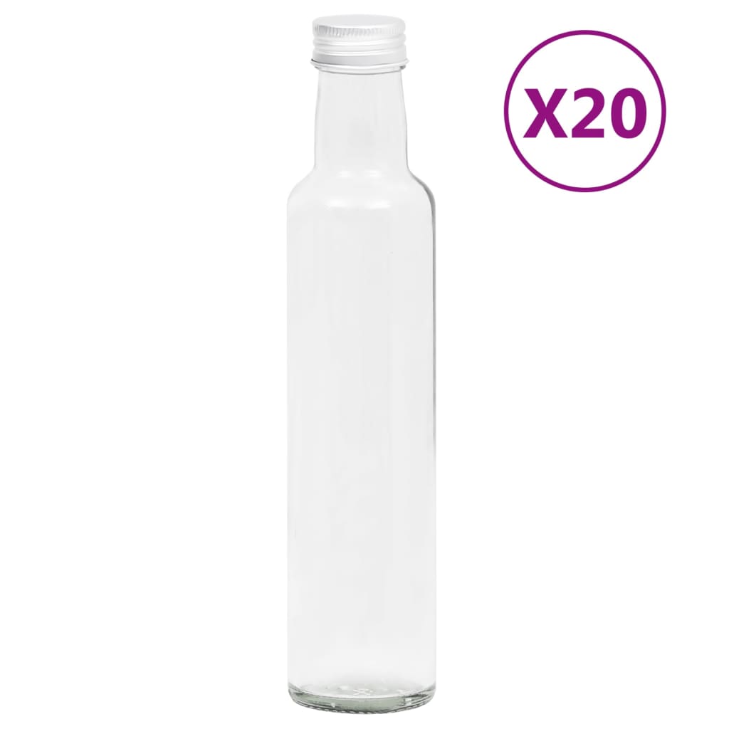 Small Glass Bottles 260 ml with Screw Cap 20 pcs