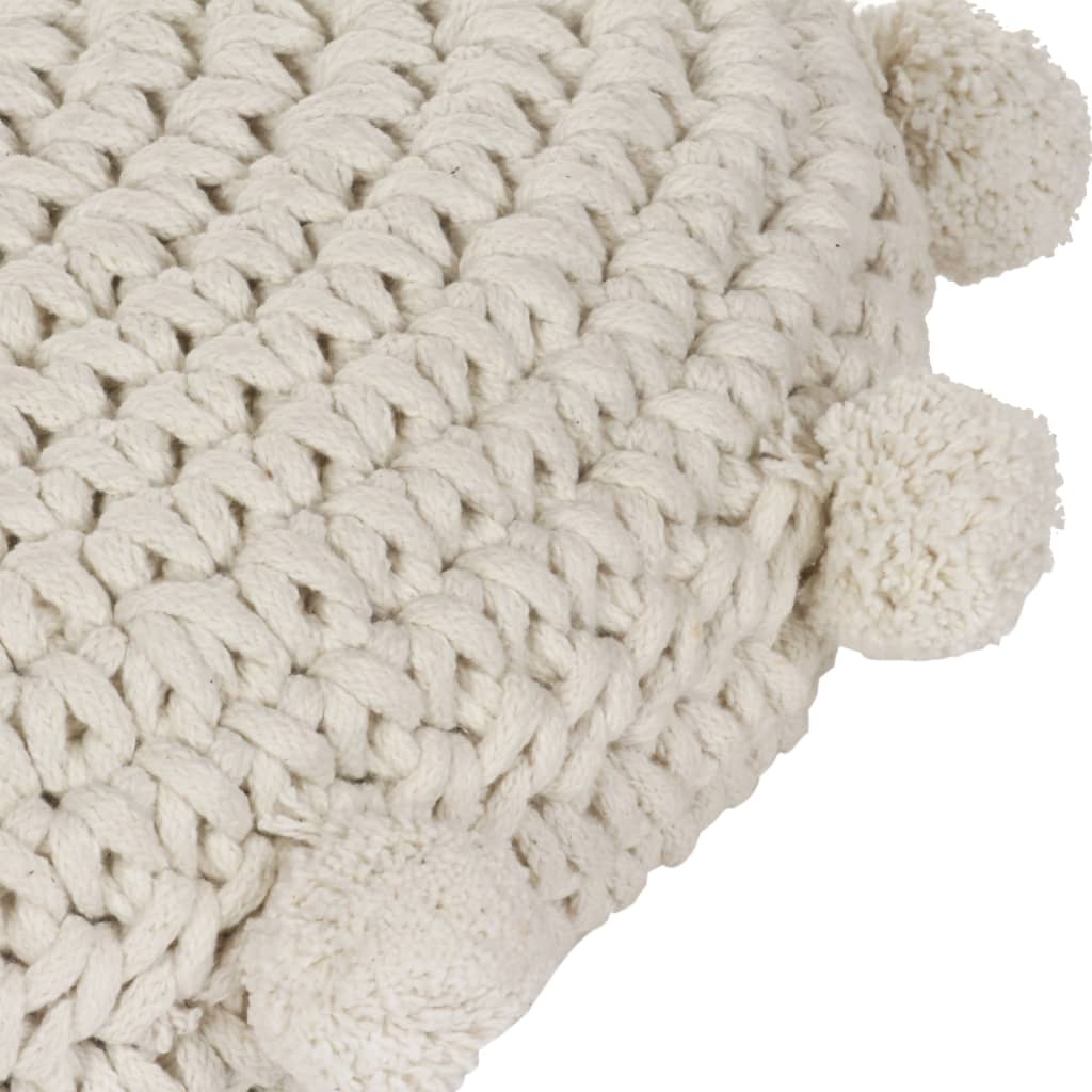 Coussin de plancher rond Coton tricoté 45 cm Blanc