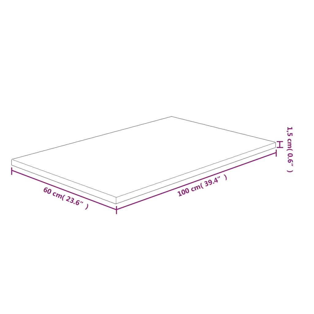 Waschtischplatte Dunkelbraun 100x60x1,5 cm Massivholz Behandelt