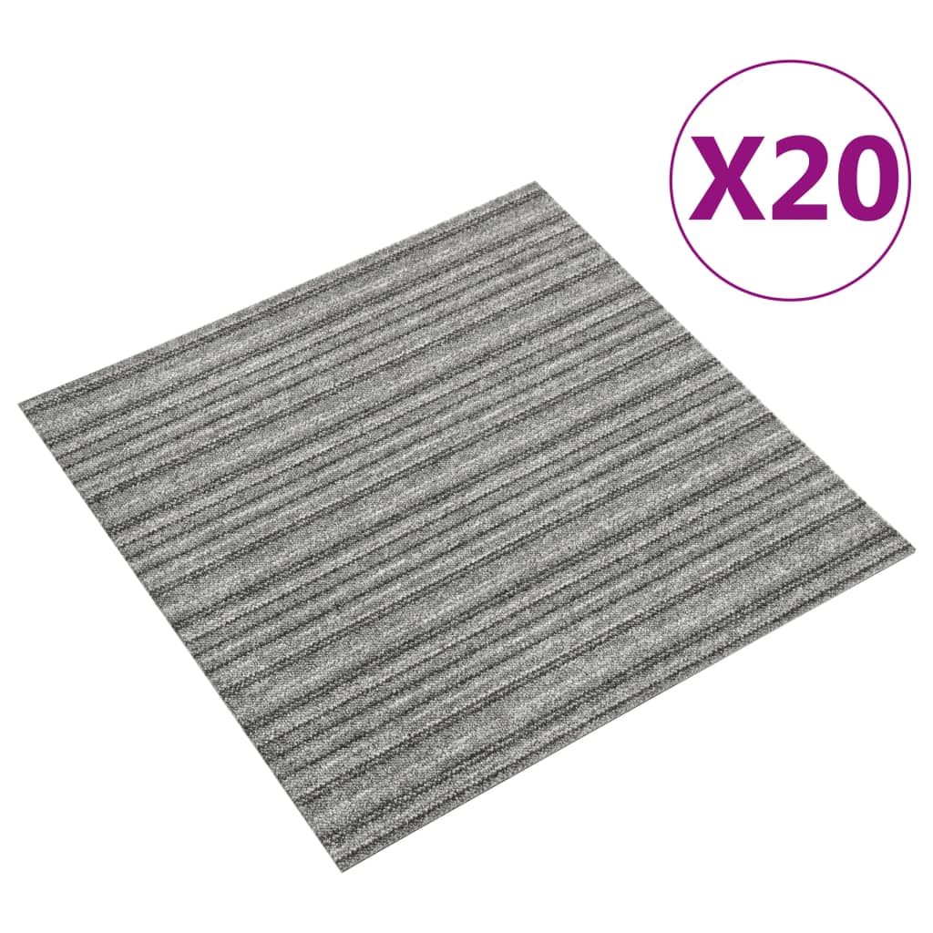Carpet Floor Tiles 20 pcs 5 m² 50x50 cm Striped Grey