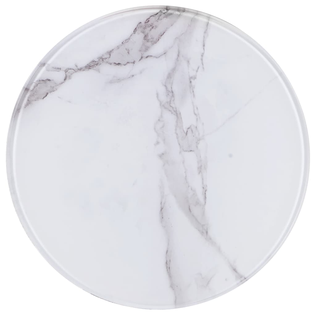 Dessus de table Blanc Ø30 cm Verre avec texture de marbre