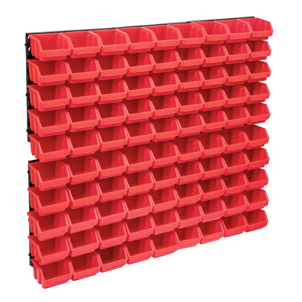 96-tlg. Behälter-Set für Kleinteile mit Wandplatten Rot Schwarz