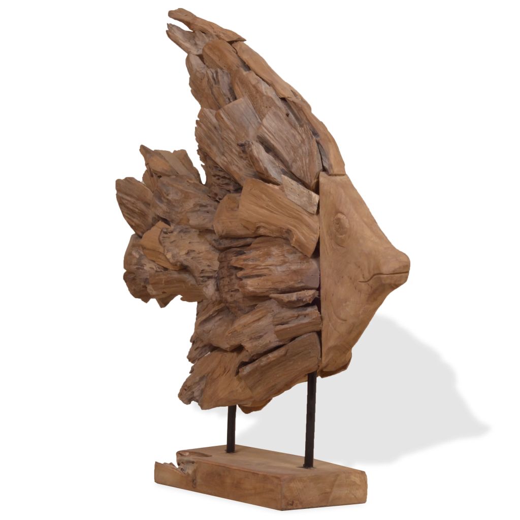 Fisch-Skulptur Teak 40 x 12 x 57 cm