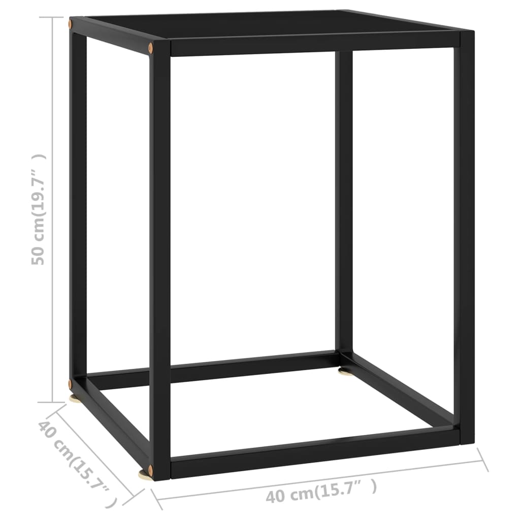 Couchtisch Schwarz mit Schwarzem Glas 40x40x50 cm