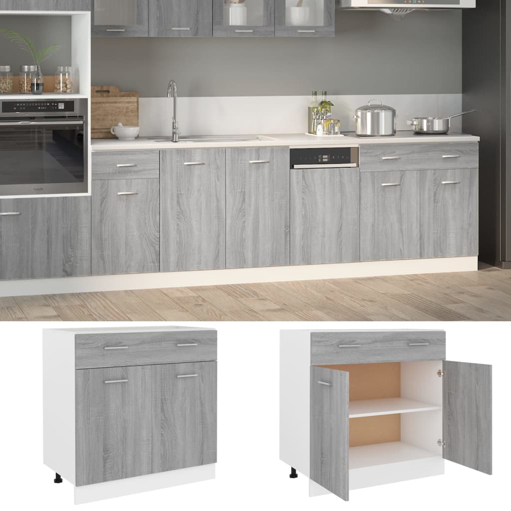 Drawer Bottom Cabinet Grey Sonoma 80x46x81.5 cm Engineered Wood