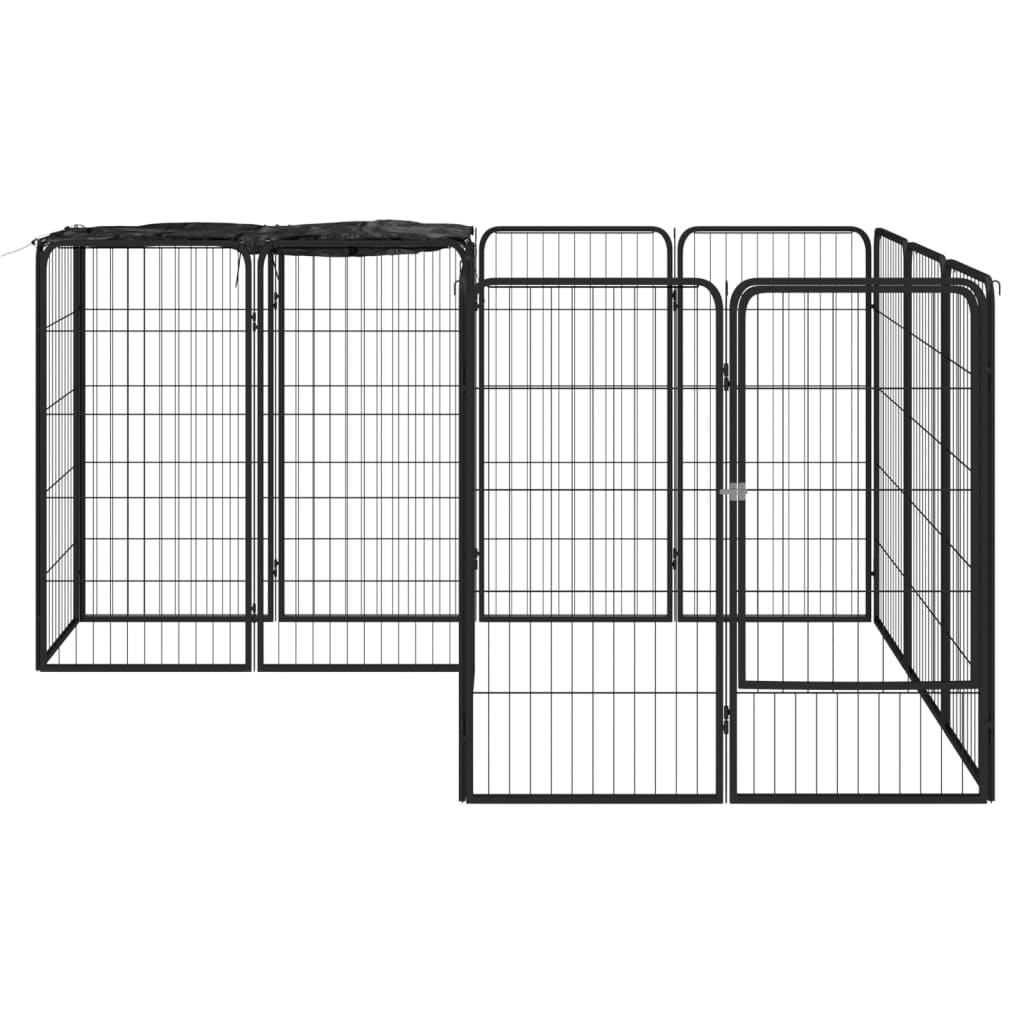 14-Panel Dog Playpen Black 50x100 cm Powder-coated Steel