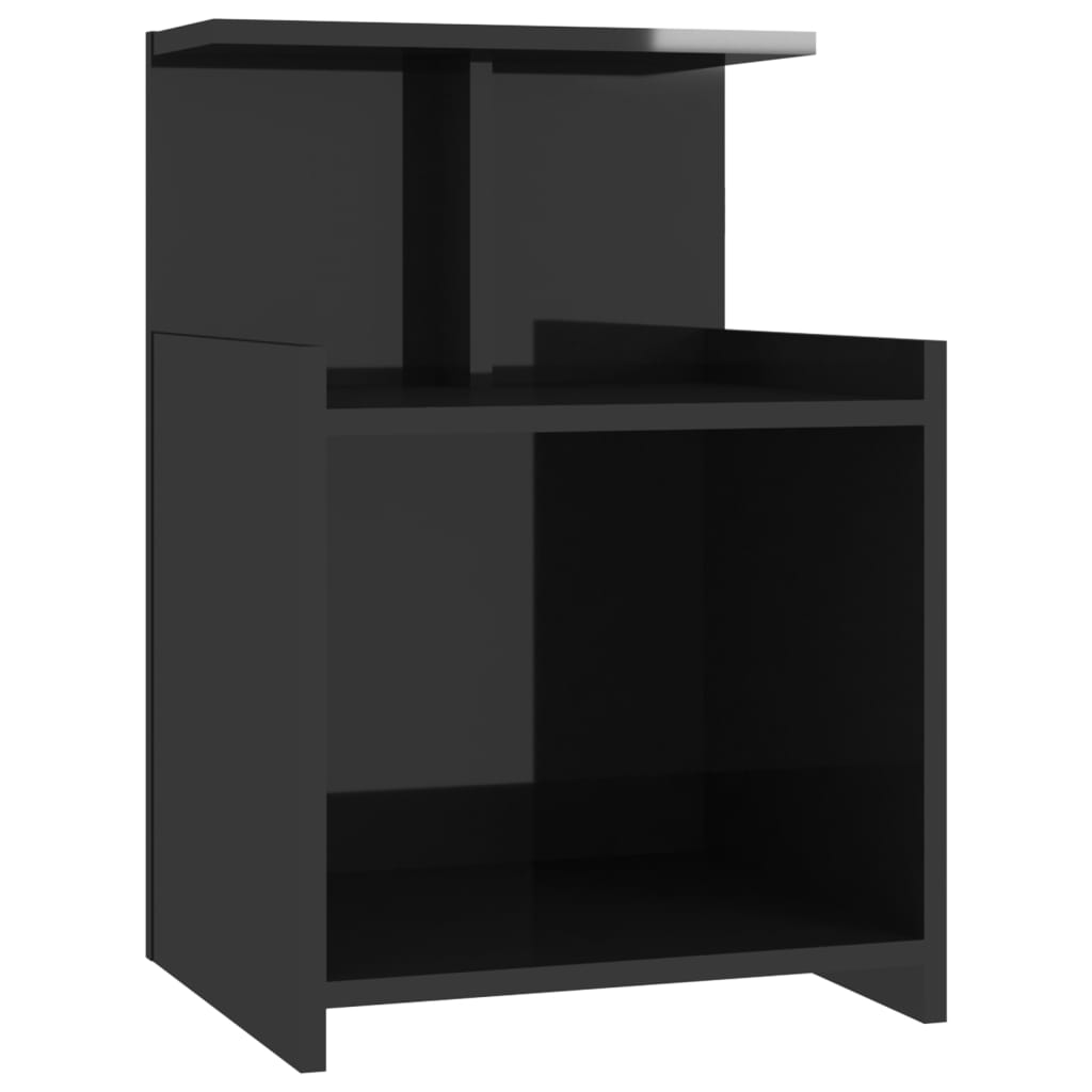 Bed Cabinet High Gloss Black 40x35x60 cm Chipboard