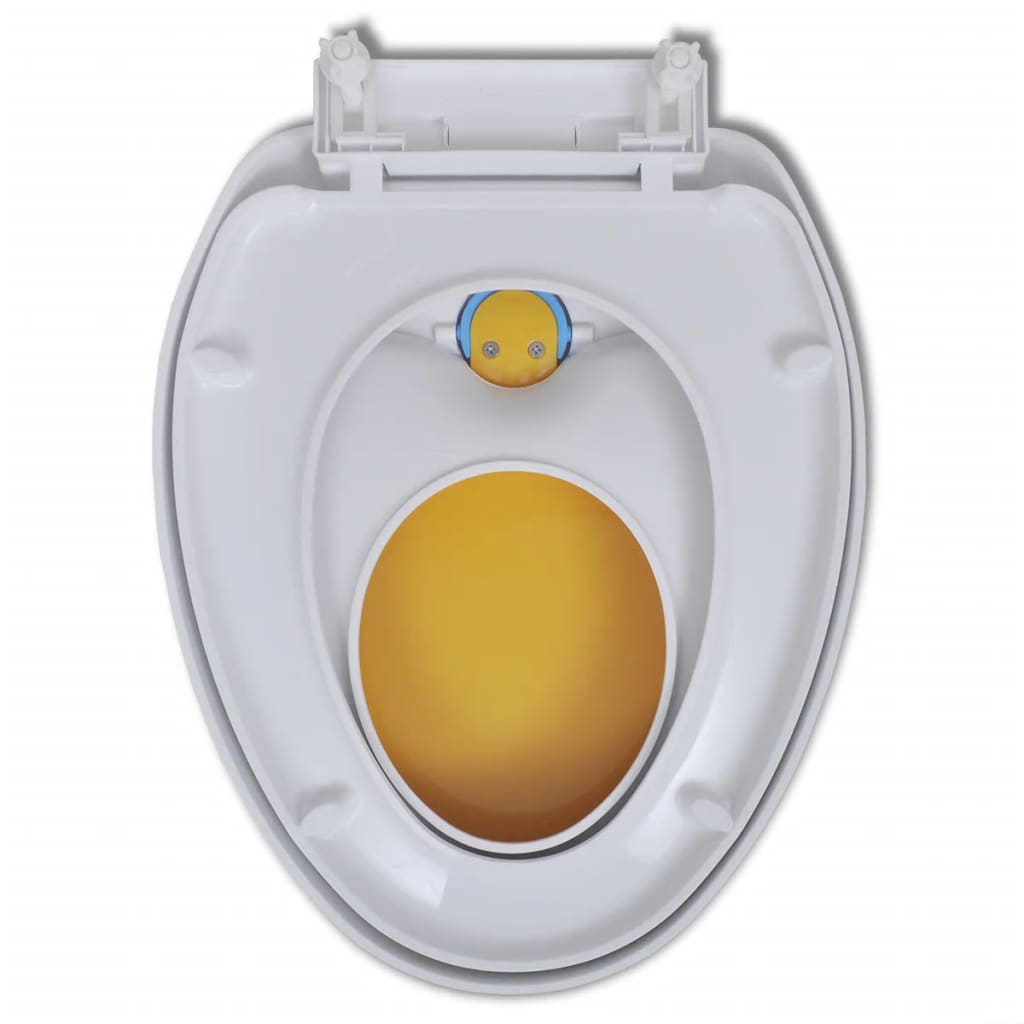 Toilettensitze mit Absenkautomatik 2 Stk. Kunststoff Weiss/Gelb