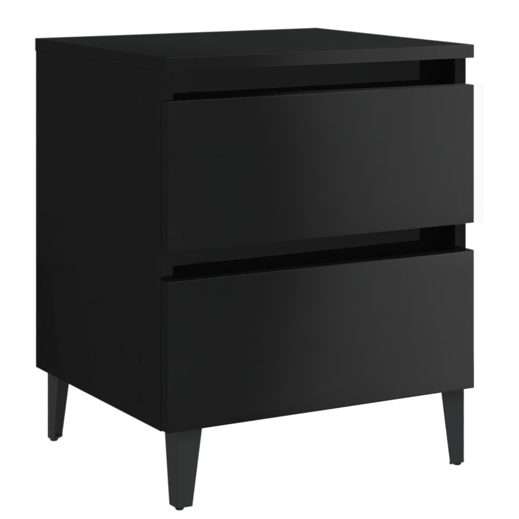 Bed Cabinet  High Gloss Black 40x35x50 cm Engineered Wood