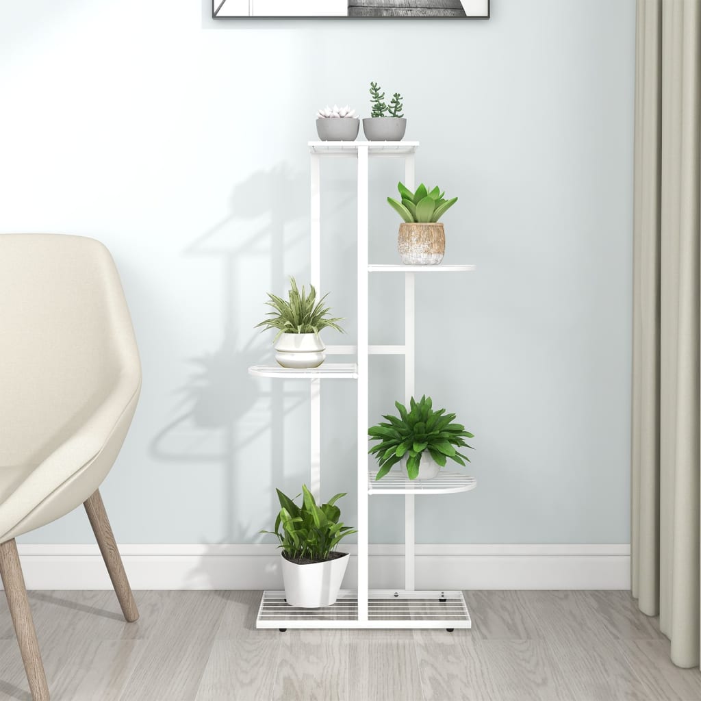 5-Floor Flower Stand 43x22x98 cm White Metal