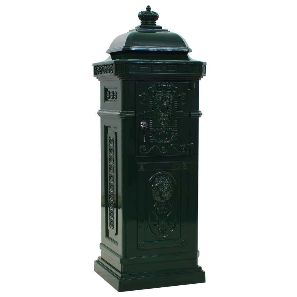 Säulenbriefkasten Aluminium Vintage-Stil Rostfrei Grün