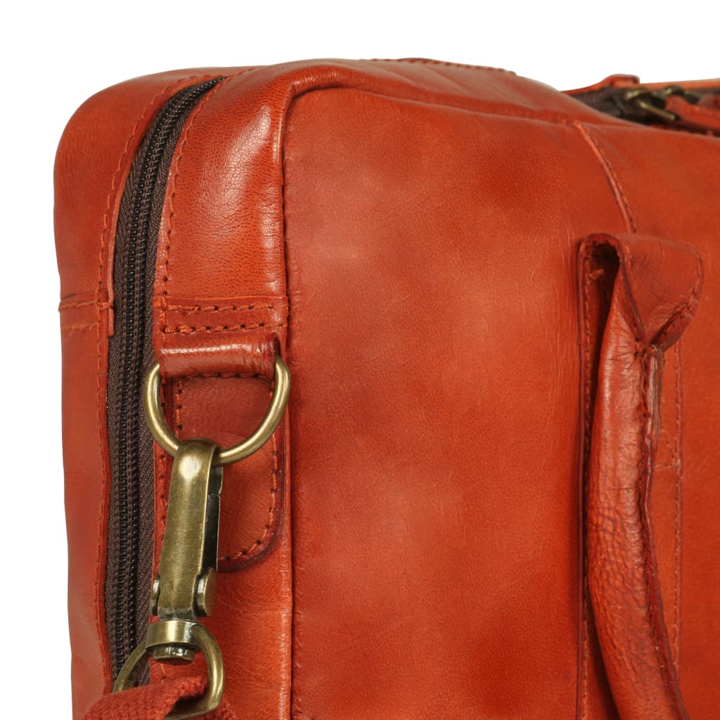 Zippered Laptop Bag Real Leather Tan