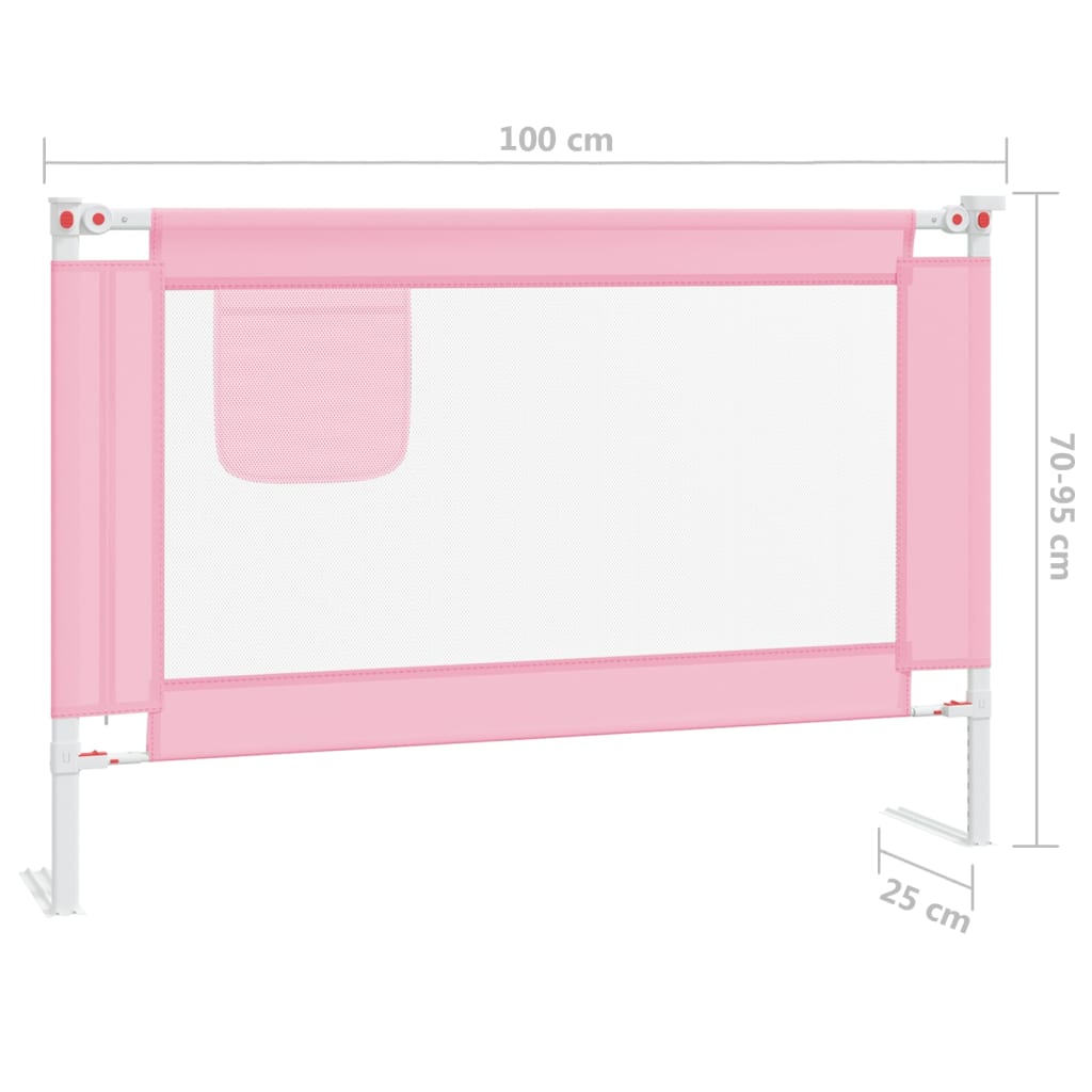 Barrière de sécurité de lit d'enfant Rose 100x25 cm Tissu