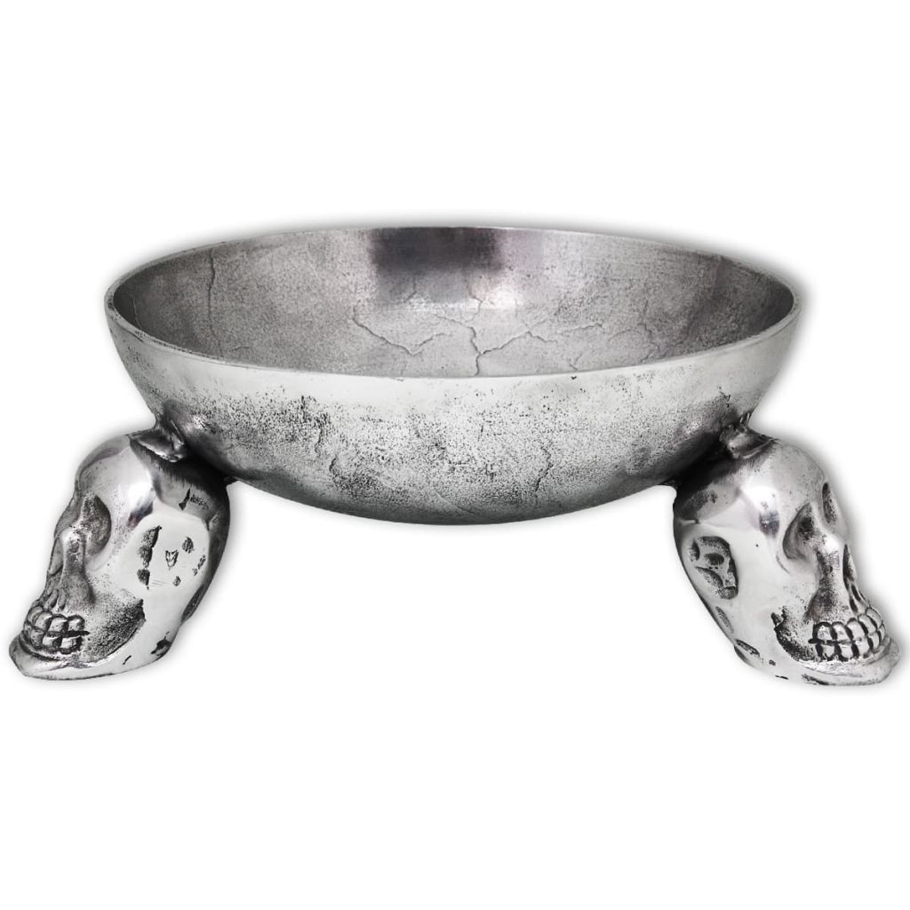 Fruit Basket with Skull Feet Aluminium Silver