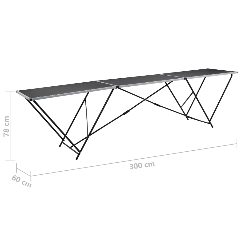 Folding Pasting Table MDF and Aluminium 300x60x78 cm