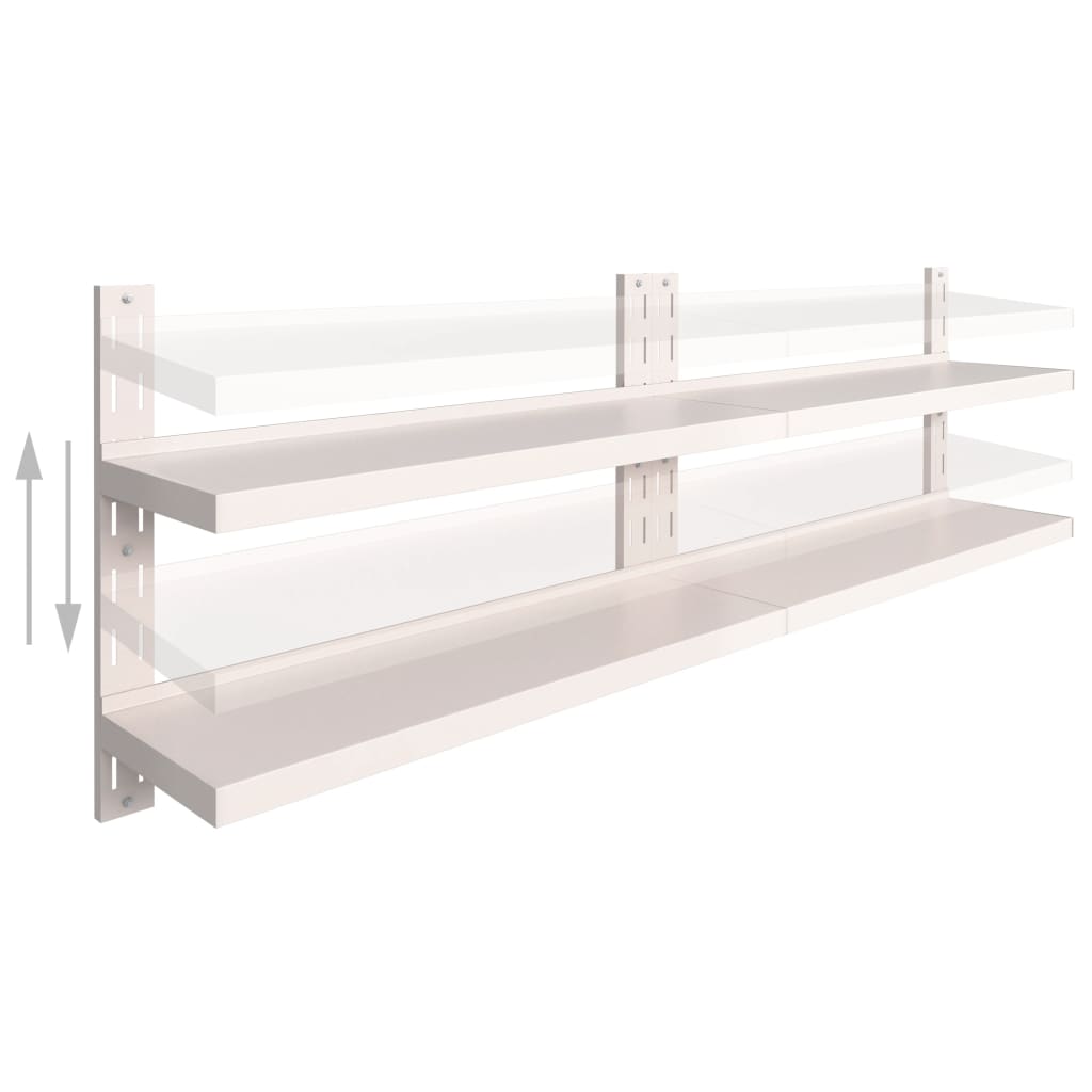 2-Tier Floating Wall Shelves 2 pcs Stainless Steel 240x30 cm