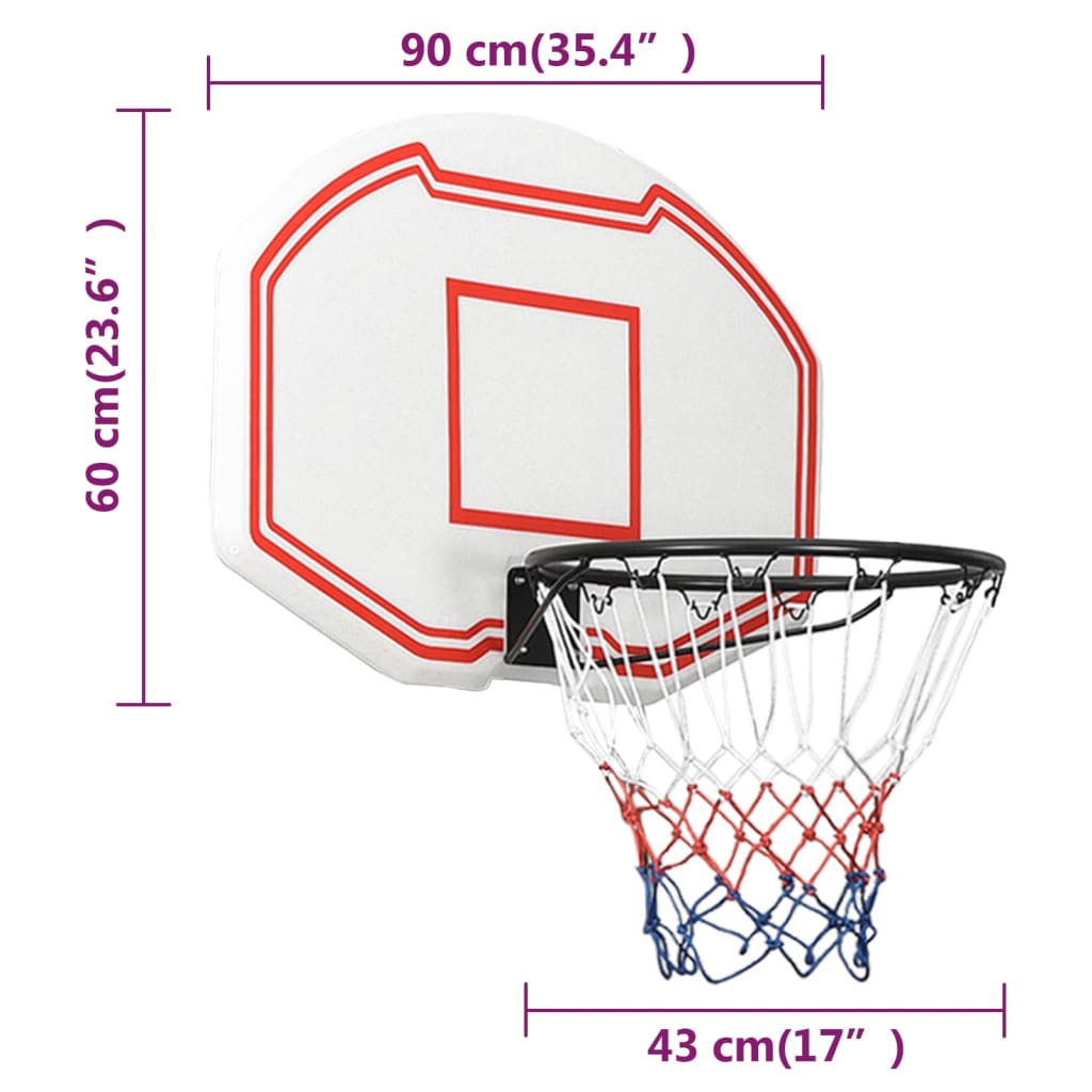 Basketballkorb Weiss 90x60x2 cm Polyethylen
