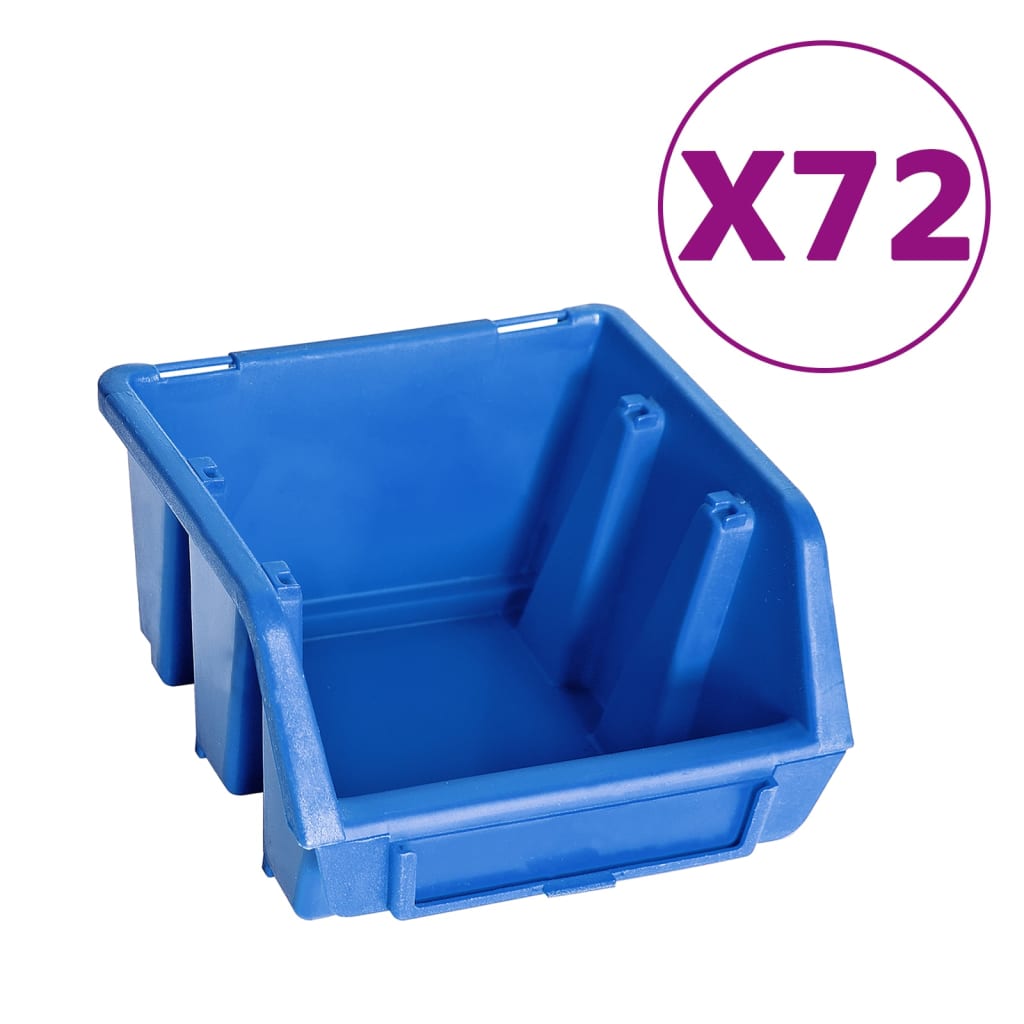 128-tlg. Behälter-Set für Kleinteile mit Wandplatten Blau