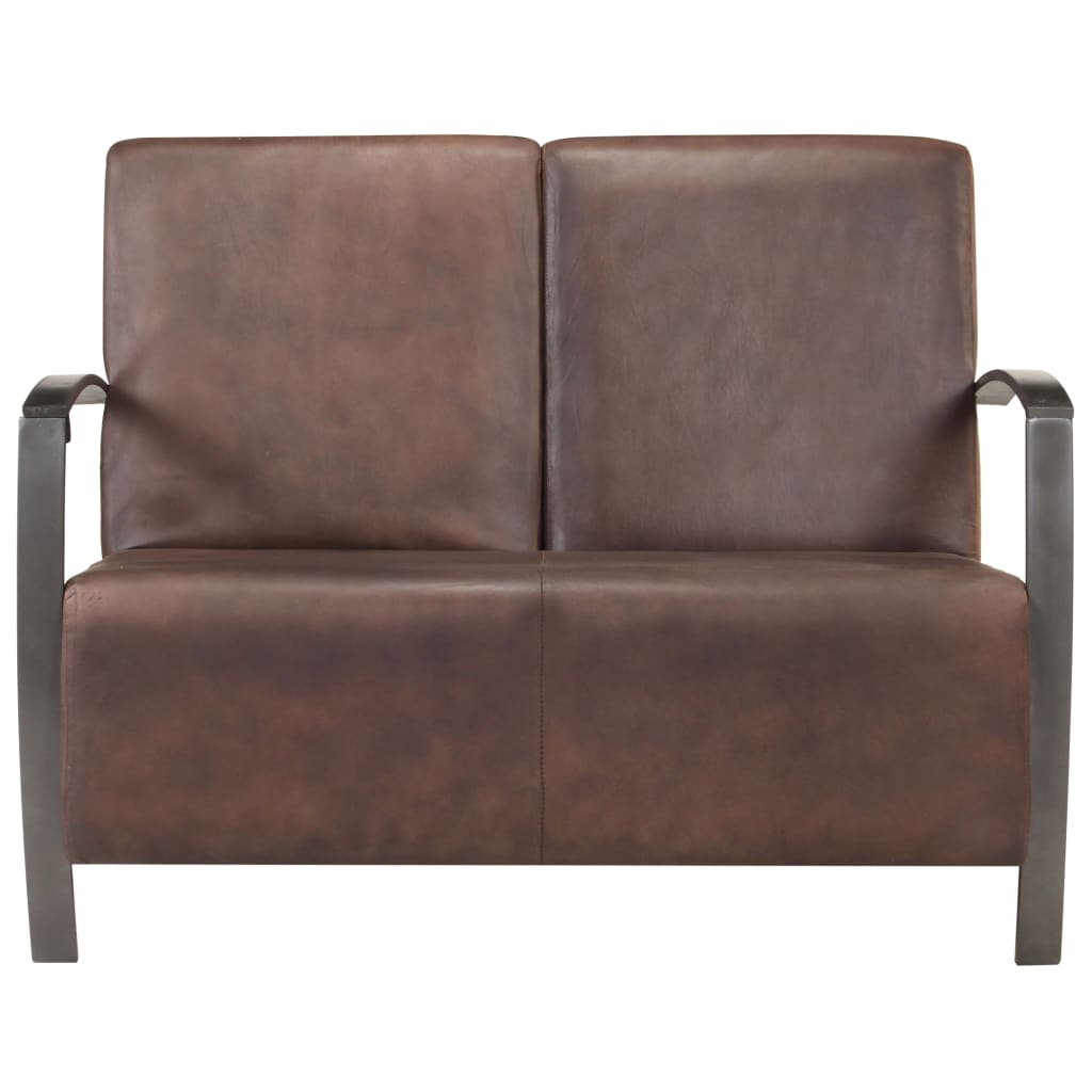 2-Seater Sofa Distressed Brown Real Leather