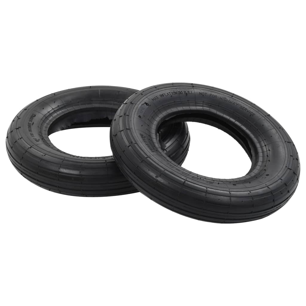 4 Piece Wheelbarrow Tire and Inner Tube Set 3.50-8 4PR Rubber